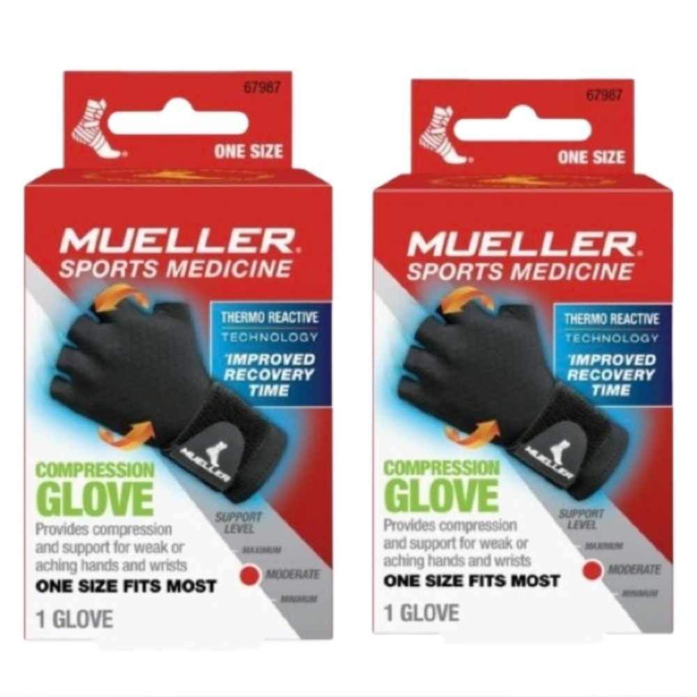 ❤️ 🆕 (2 pack) Mueller Reversible Compression Glove, Black Unisex One Size